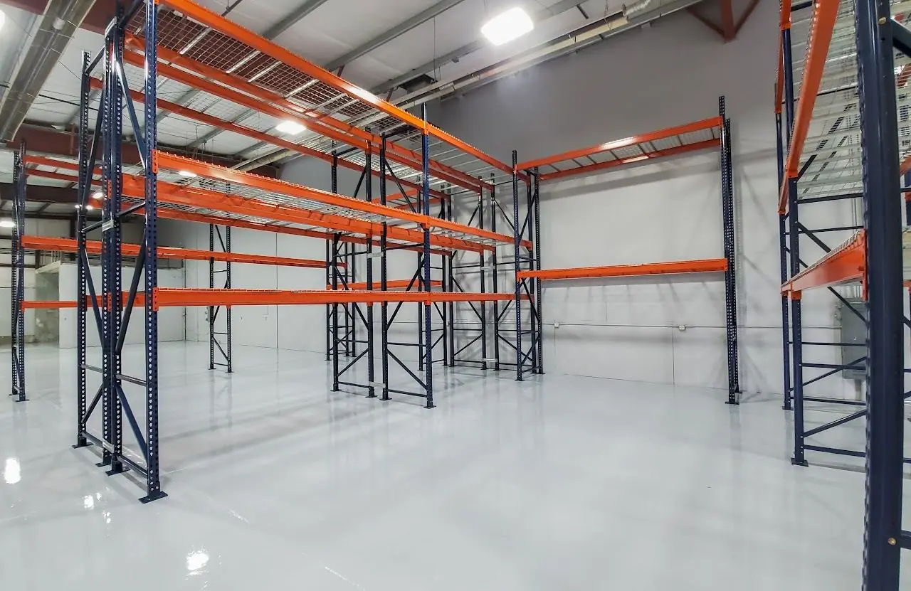 Empty pallet rack bays ready for loading